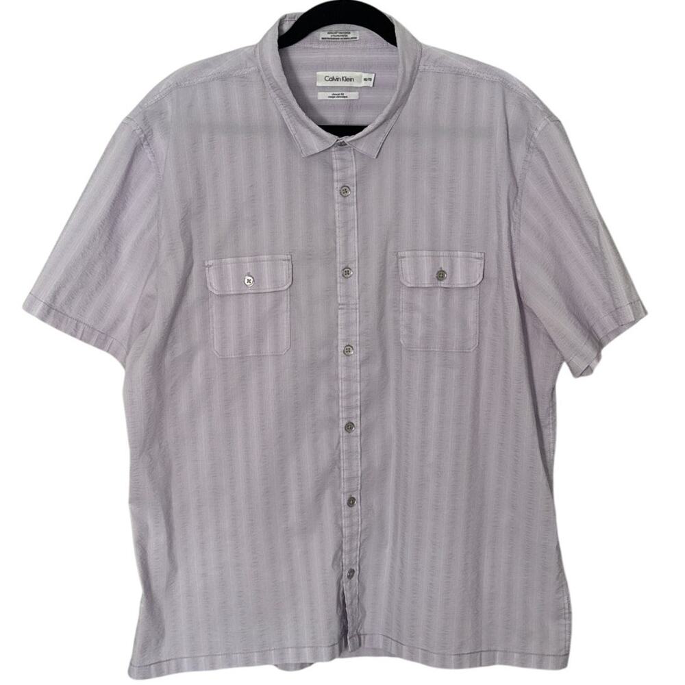 Calvin Klein Men's Classic Fit Short Sleeve Button Down Shirt‎ Lilac Size XXL